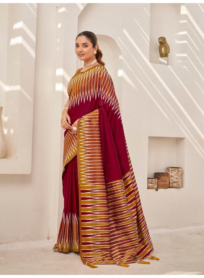 MANOHARI Women's Most Trendy Banarasi Soft Silk Woven Maroon Saree With Heavy Jacquard Work Saree With Blouse Piece_MN2005 - Image 2