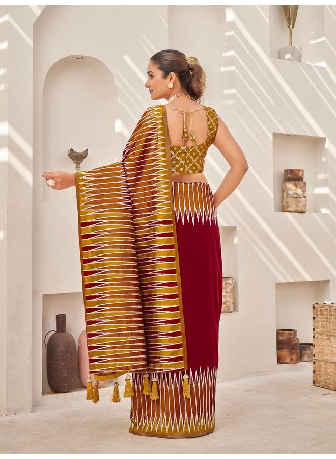 MANOHARI Women's Most Trendy Banarasi Soft Silk Woven Maroon Saree With Heavy Jacquard Work Saree With Blouse Piece_MN2005 - Image 4