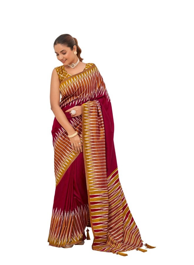 MANOHARI Women's Most Trendy Banarasi Soft Silk Woven Maroon Saree With Heavy Jacquard Work Saree With Blouse Piece_MN2005 - Image 1