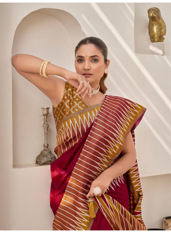 MANOHARI Women's Most Trendy Banarasi Soft Silk Woven Maroon Saree With Heavy Jacquard Work Saree With Blouse Piece_MN2005 - Image 5