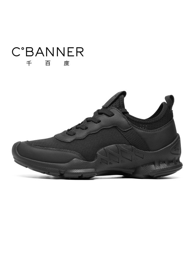 C.banner New Men's Casual Shoes, Outdoor Walking Business Casual Shoes, Black Mesh, Size 38