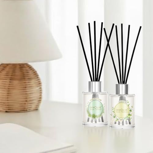 Involve your senses Involve Pura Reed Diffuser Set- Lemongrass & Jasmine - 120 ml | Oil Diffuser with Free 10 Reed Sticks | Room Freshener for Home, Bedroom | Gifts Set (Pack of 2) | Gifting Items for House Warming - Image 3