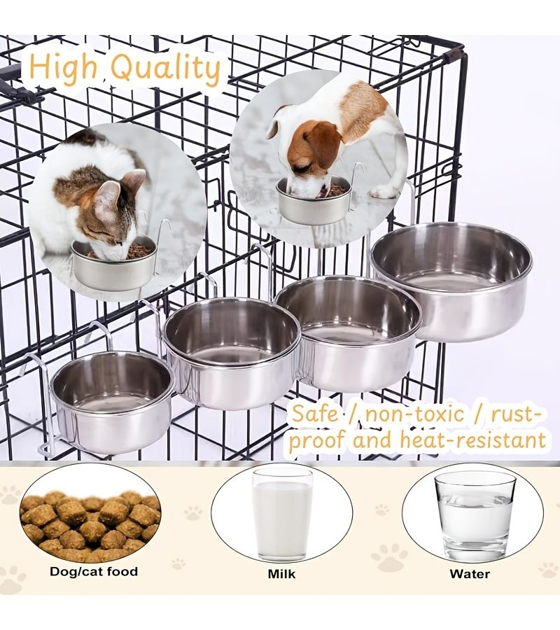 2pcs Stainless Steel Hanging Pet Feeder and Waterer for Dogs Cats Birds - Image 3