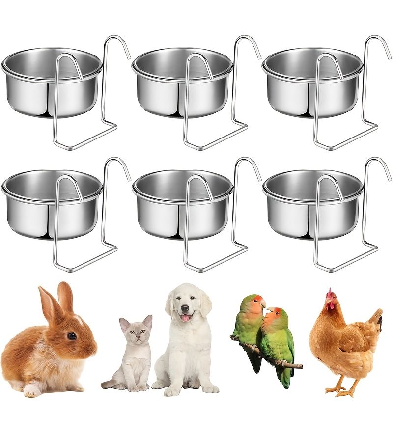 2pcs Stainless Steel Hanging Pet Feeder and Waterer for Dogs Cats Birds - Image 1