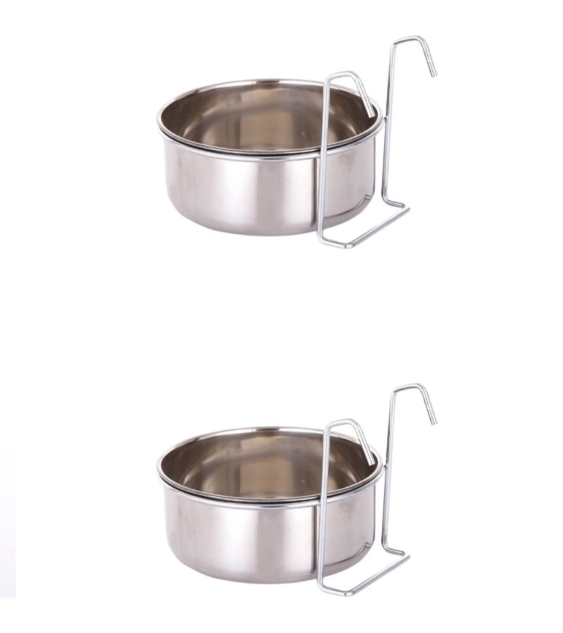 2pcs Stainless Steel Hanging Pet Feeder and Waterer for Dogs Cats Birds - Image 2