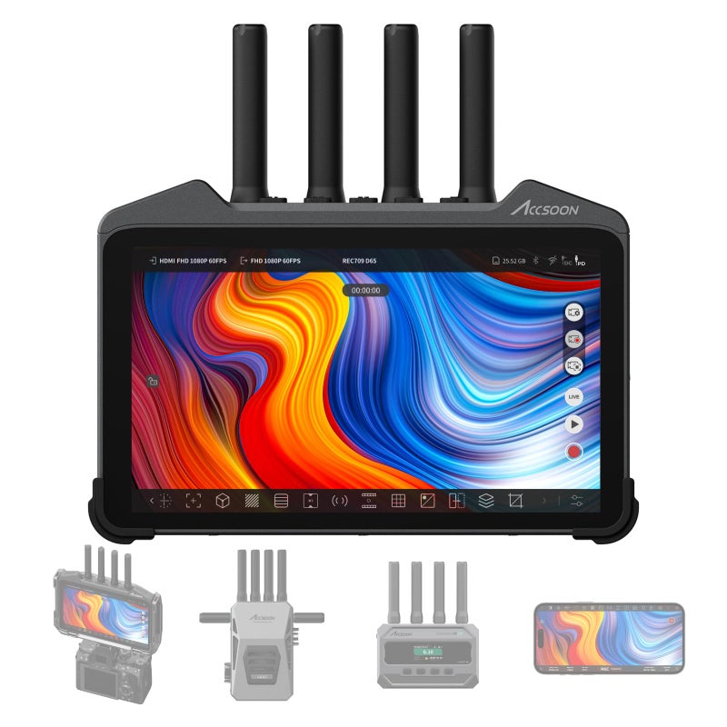 Accsoon CineView M7 Pro 4K60 Wireless Video Transmitter ReceiverCamera Monitor 7 Camera Control 3D LUT DualBand SDI HDMI 1200ft 60ms 4App Monitoring Pair CineView Master 4K4K LiteSE 4KHESE - Image 2