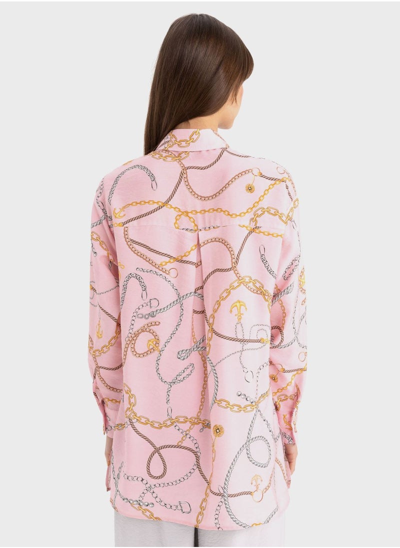 DeFacto - Relax Fit Printed Long Sleeve Tunic - Image 1