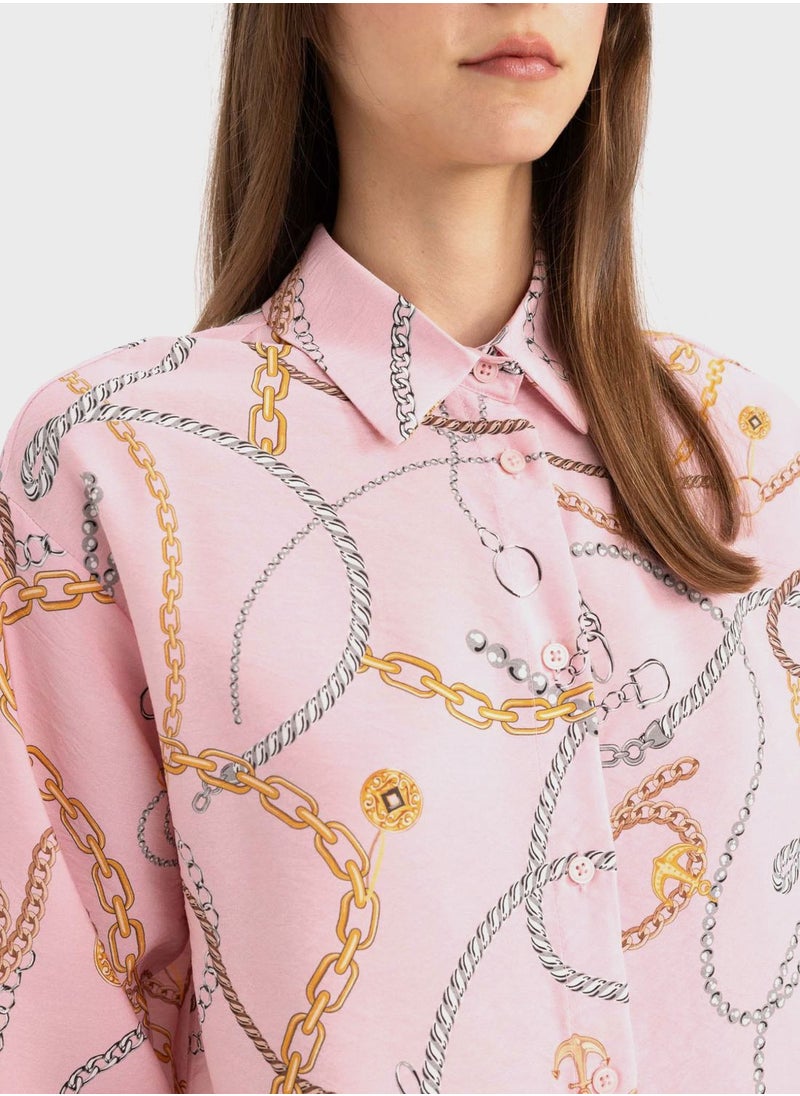 DeFacto - Relax Fit Printed Long Sleeve Tunic - Image 1