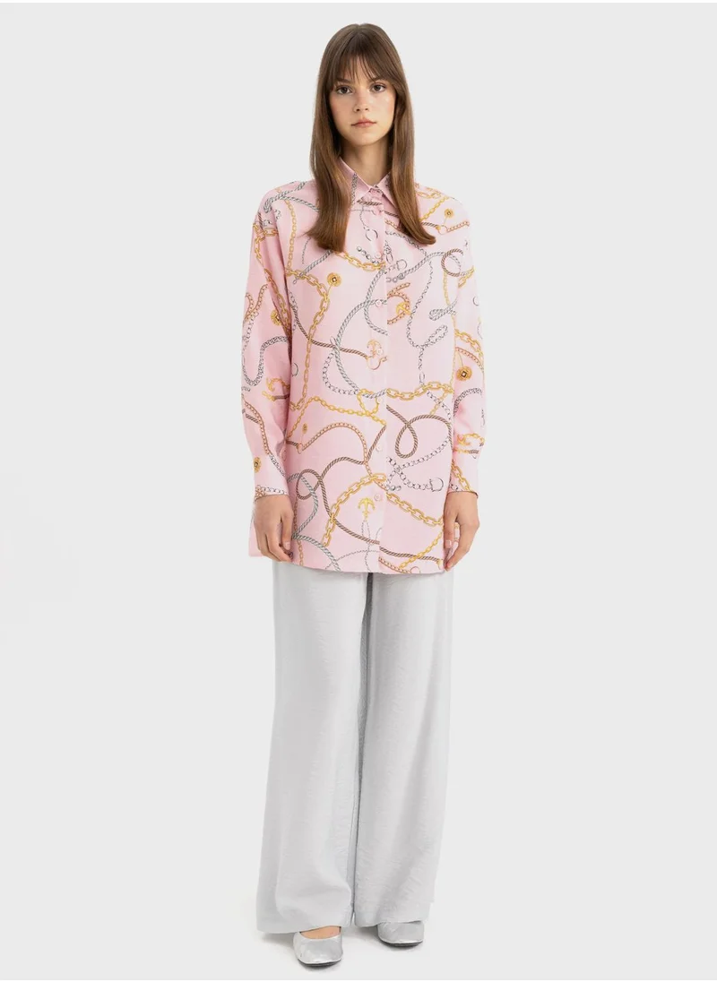 ديفاكتو Relax Fit Printed Long Sleeve Tunic