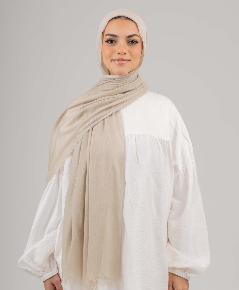 طرحة كتان بيج أنيقة