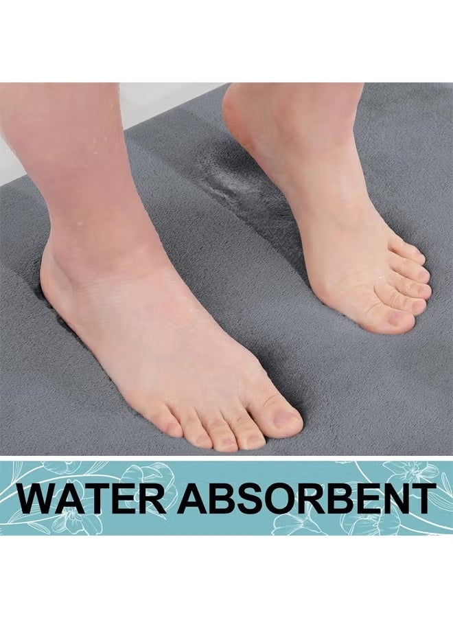 Berma Baby سجادة بلون موحد، سجادة أرضية من الصوف المرجاني، سجادة أرضية من الإسفنج السميك المنقوش، سجادة حمام غير قابلة للانزلاق، سجادة قدم غير قابلة للانزلاق، ماصة وقابلة للغسل في الغسالة، 40*60 سم، مناسبة للحمام وغرفة الاستحمام وحوض الاستحمام (رمادي غامق) - Image 5