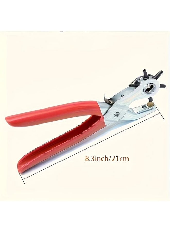 Orange Heavy Duty Faux Leather Punch Pliers with Rotating Steel Manual Tool Red Rubber Grip - Image 3