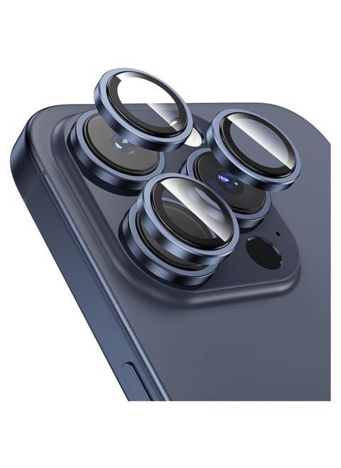 Camera Lens Protector for iPhone 15 Pro Max [Keep Lens Original Design] 9H Tempered Anti-Scratch High Definition Glass Camera Cover Screen Protector Metal (Blue)