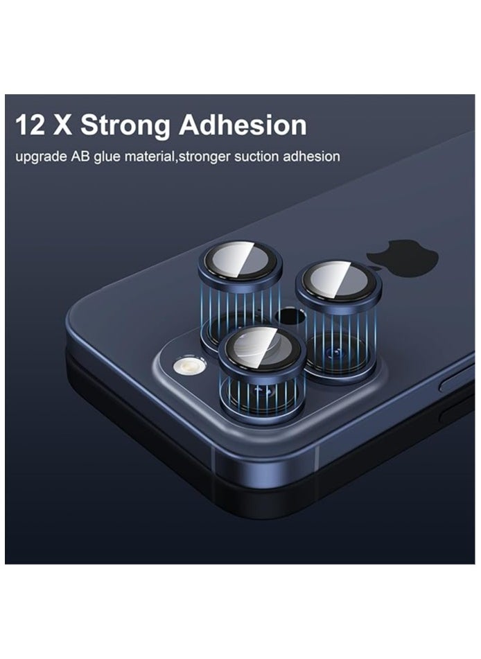Phone Planet - Camera Lens Protector for iPhone 15 Pro Max [Keep Lens Original Design] 9H Tempered Anti-Scratch High Definition Glass Camera Cover Screen Protector Metal (Blue) - Image 1