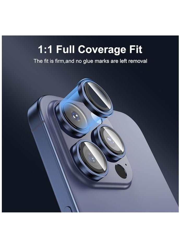Phone Planet - Camera Lens Protector for iPhone 15 Pro Max [Keep Lens Original Design] 9H Tempered Anti-Scratch High Definition Glass Camera Cover Screen Protector Metal (Blue) - Image 1