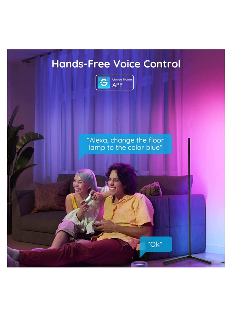 Raxoom Corner Floor Lamp, Smart RGB Floor Lamp, Dimmable LED Corner Lamp With Music Sync Color Changing APP Control Remote, 56" Standing Floor Lamp - Image 4