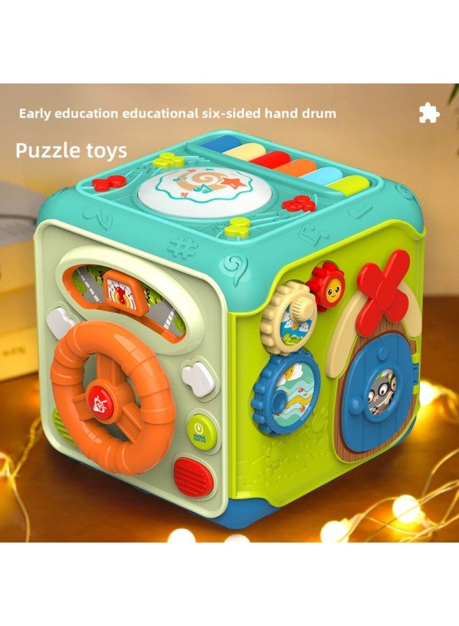 Baby Educational Toys Large Six-Sided Drum Hand-Percussion Early Learning Intelligence Development For Boys And Girls-Color:Multi-functional Hand Drum Six-sided Playable Battery Suit - Image 2