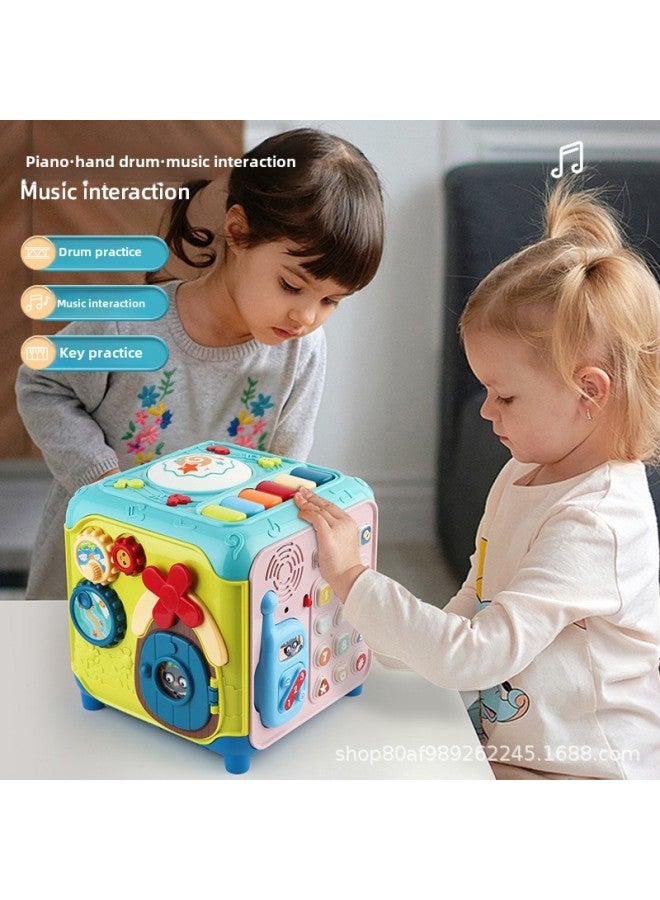 Baby Educational Toys Large Six-Sided Drum Hand-Percussion Early Learning Intelligence Development For Boys And Girls-Color:Multi-functional Hand Drum Six-sided Playable Battery Suit - Image 3