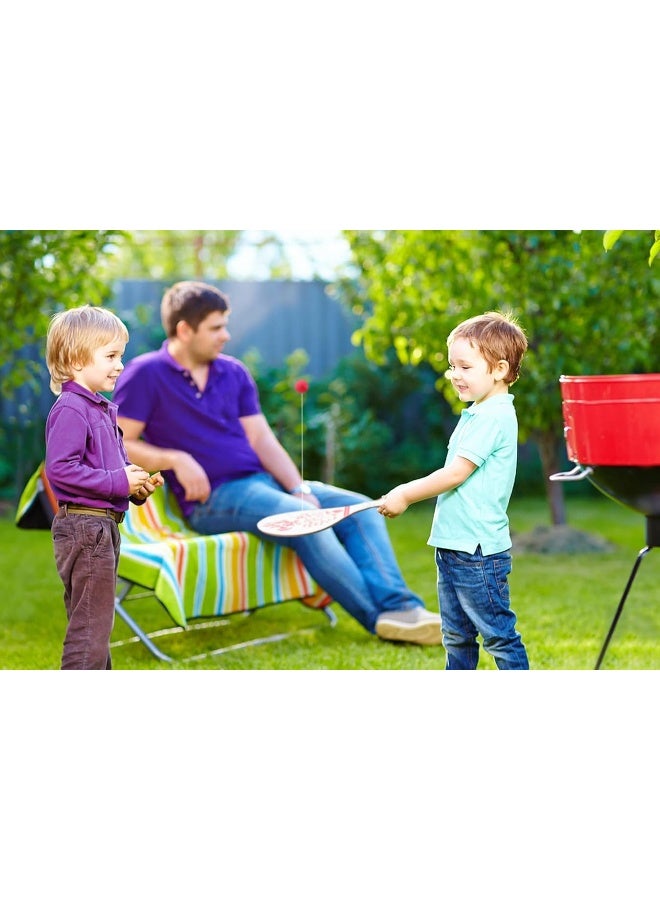 Pick A Toy Wooden Paddle Ball Toy(Set of 2) with Green Carry Bag - Indoor Outdoor Toy: Fun and Classic Paddleball Game for Boys and Girls, Party Favor Toys Ages 4+ - Image 4