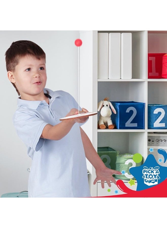 Pick A Toy Wooden Paddle Ball Toy(Set of 2) with Green Carry Bag - Indoor Outdoor Toy: Fun and Classic Paddleball Game for Boys and Girls, Party Favor Toys Ages 4+ - Image 1