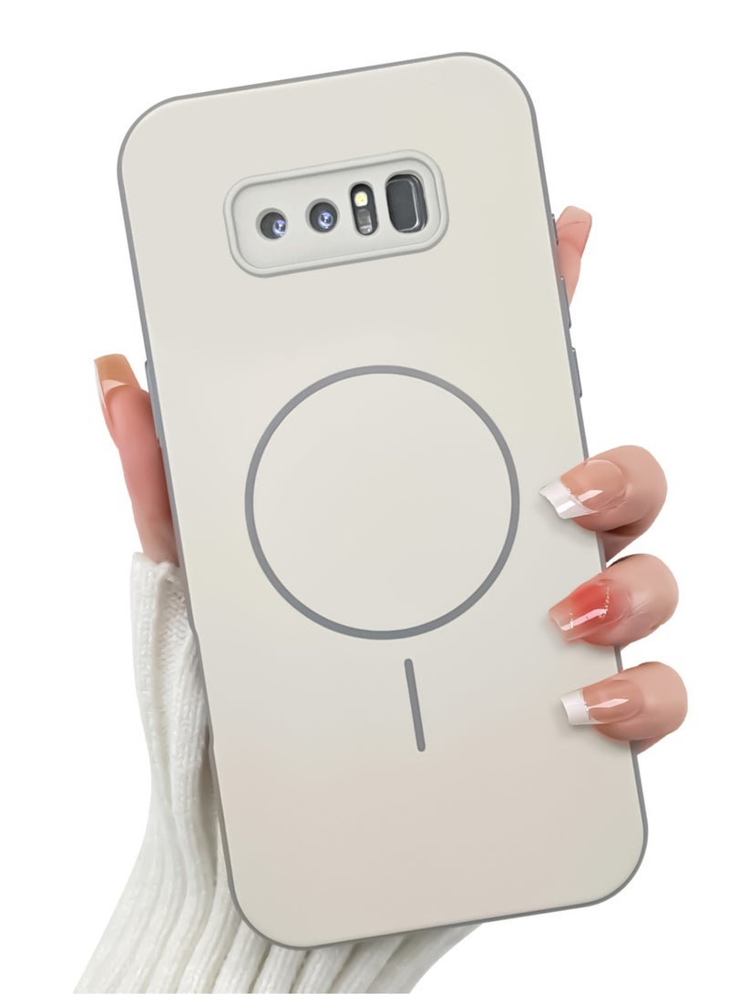 Hybrid Acrylic Protective Case For Samsung Galaxy Note 8 – Hard Back with Silicone Bumper & Trendy Ring Design – White