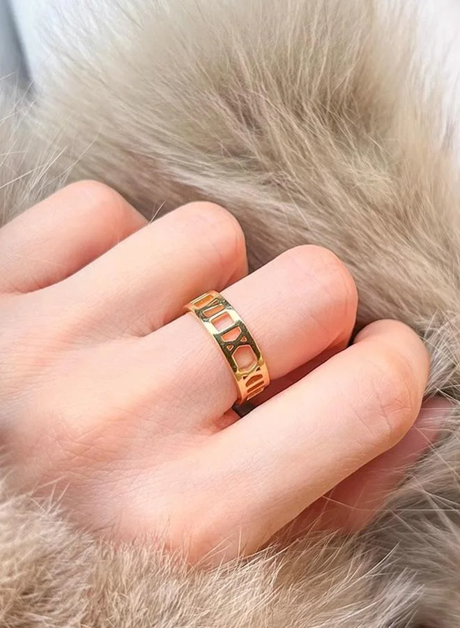 Take Two Gold Ring with Roman Numeral Cutouts