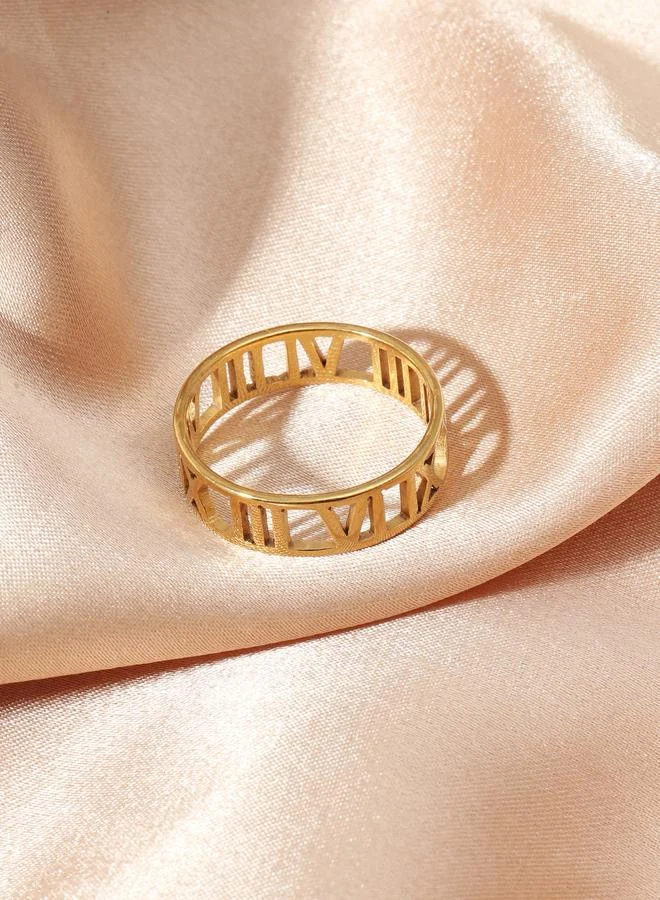 Take Two Gold Ring with Roman Numeral Cutouts