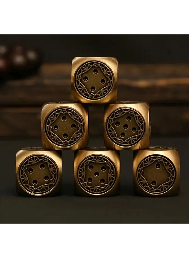 1pc Vintage Hand Polished Brass Dice With Patterns For Living Room Table Decor - Image 3