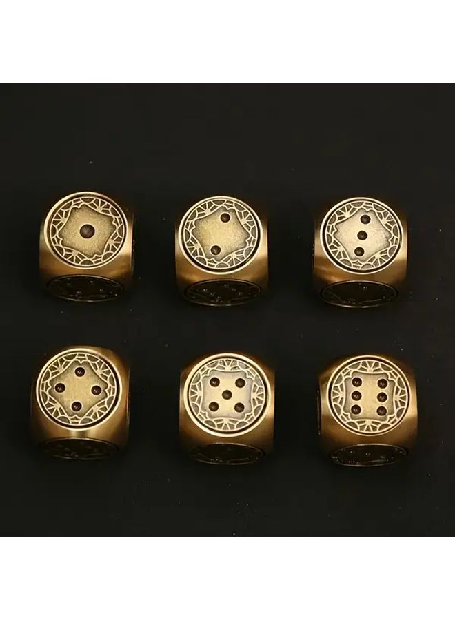 1pc Vintage Hand Polished Brass Dice With Patterns For Living Room Table Decor - Image 5