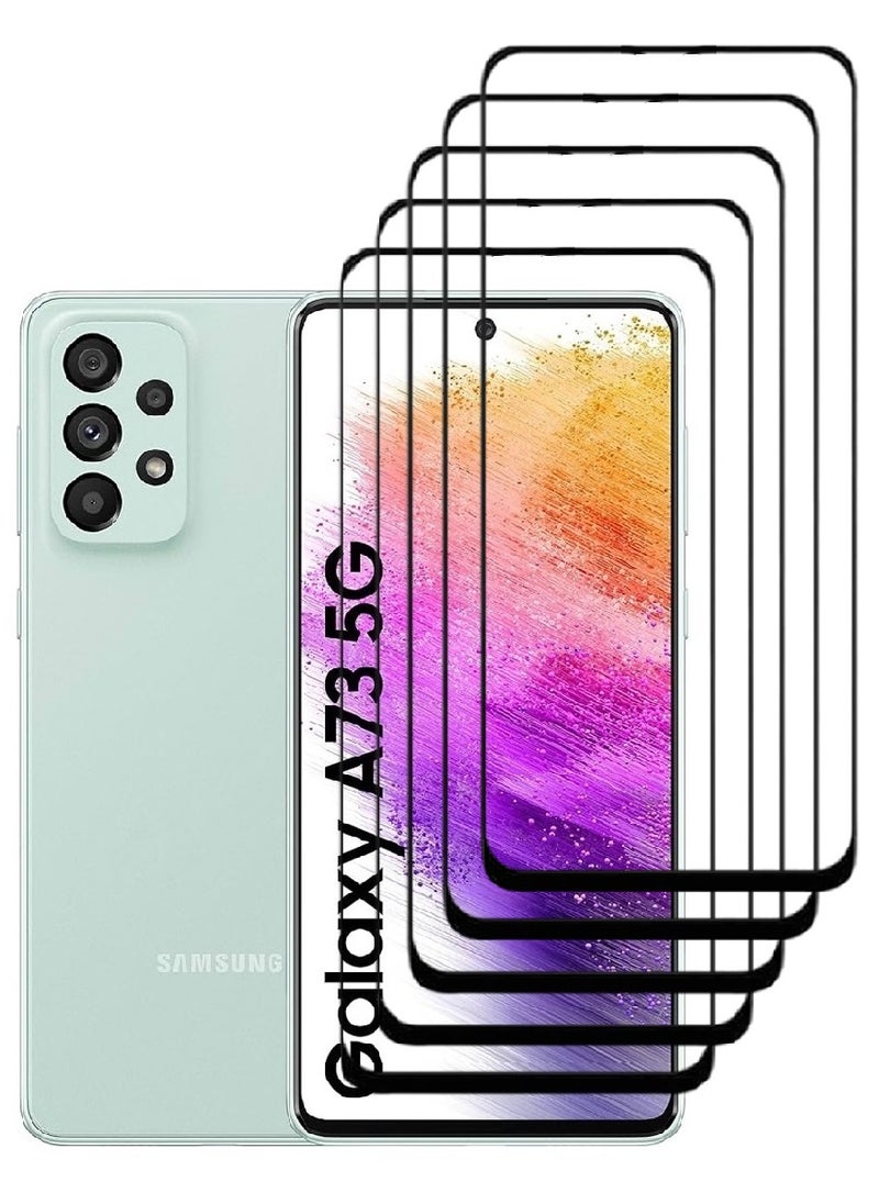 AINA 5 Pieces Tempered Glass Screen Protector 5D Designed For Samsung Galaxy A73 5G Full Glue Edge to Edge Full Screen Coverage And Bubble Free - Image 1