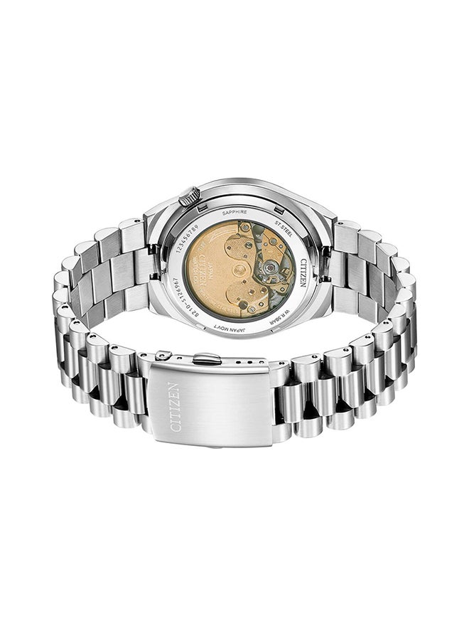 CITIZEN ساعة يد رجالية بعقارب دائرية الشكل من الستانلس ستيل NJ0150-81Z مقاس 40 ملم  - Image 3