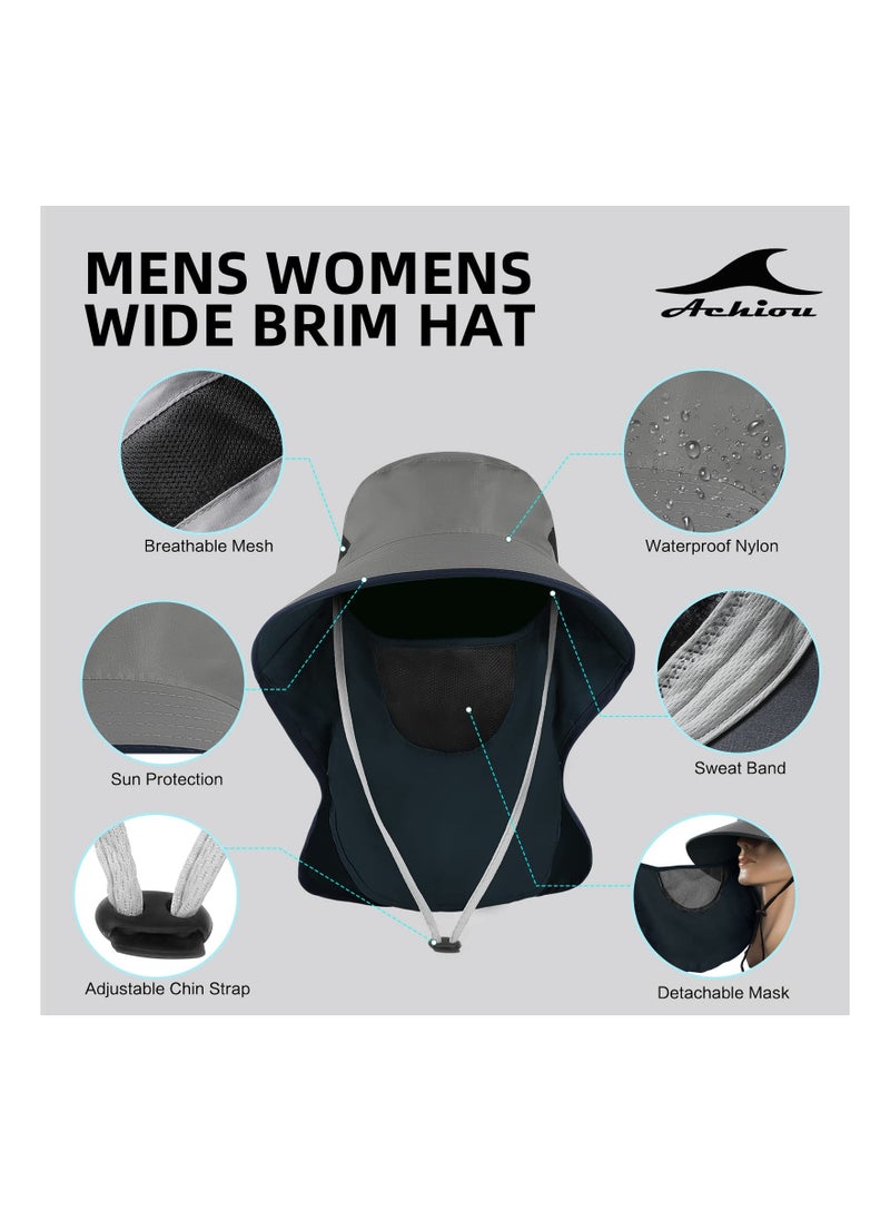 SYOSI Fishing Hat for Men Women, Wide Brim UV Sun Protection Hat UPF 50+, Waterproof Sun Hat Cap with Neck Flap Face Cover  - Image 2