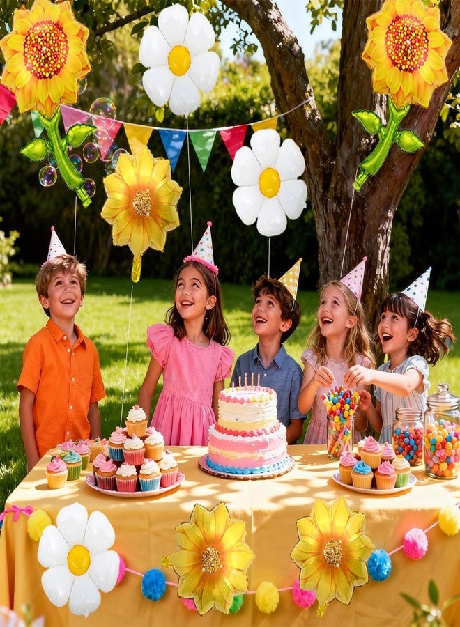 YOUDICT 8 Pcs Sunflower Daisy Flower Balloons, Yellow Sunflower White Daisy Balloon for Sunflowers Theme Birthday Baby Shower Wedding Bridal Shower Party Decorations - Image 3