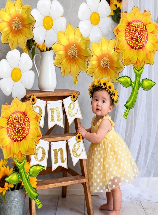 YOUDICT 8 Pcs Sunflower Daisy Flower Balloons, Yellow Sunflower White Daisy Balloon for Sunflowers Theme Birthday Baby Shower Wedding Bridal Shower Party Decorations - Image 5