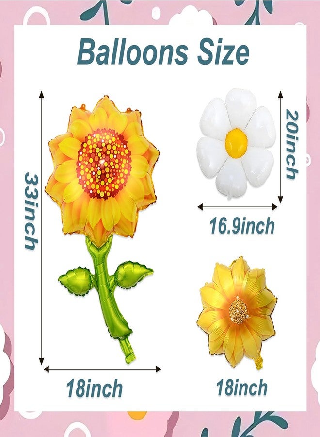YOUDICT 8 Pcs Sunflower Daisy Flower Balloons, Yellow Sunflower White Daisy Balloon for Sunflowers Theme Birthday Baby Shower Wedding Bridal Shower Party Decorations - Image 2