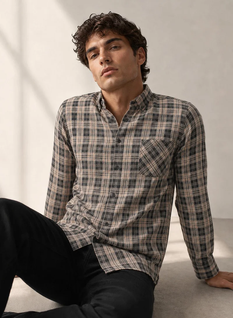 CAHOOT Cahoot Men's Black Striped Cotton Blend Shirt