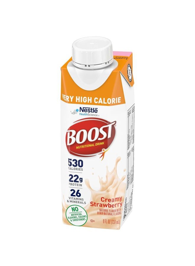 Boost Very High Calorie Nutritional Drink Creamy Strawberry, Made with Natural Strawberry Flavor & No Artificial Flavors, Colors & Sweeteners, 8 FL OZ (Pack of 12) - Image 4