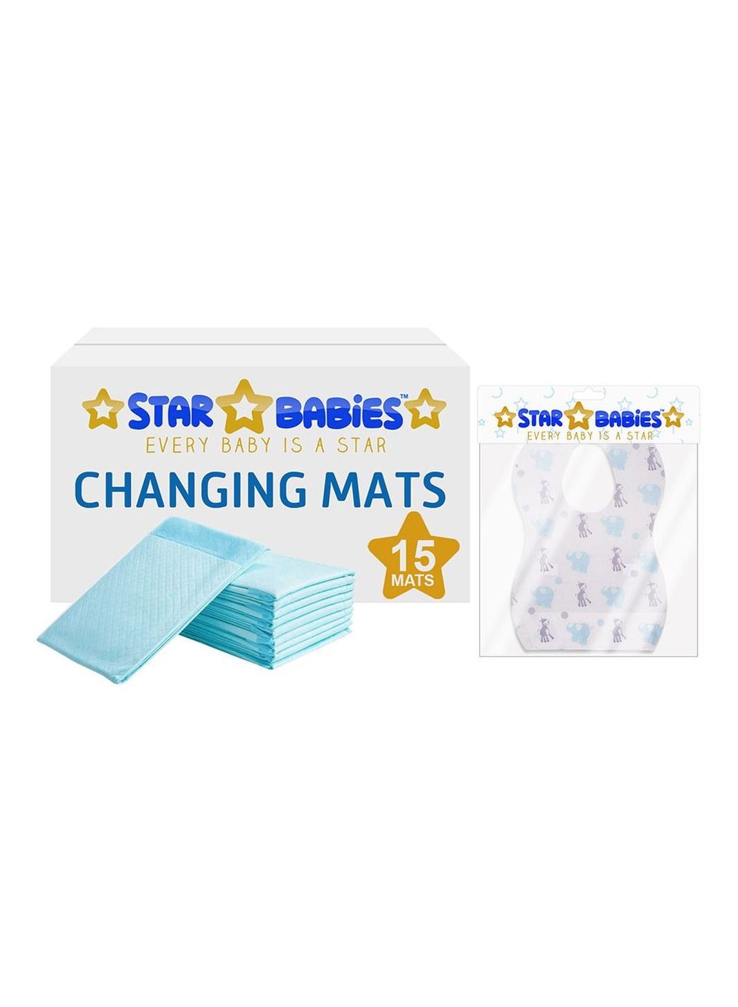 Star Babies - Disposable Changing Mats W/ Bibs - 15pc-Set