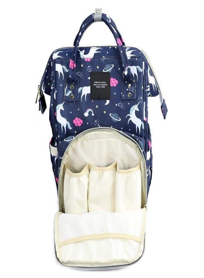 Divine Mart Baby Diaper Bag Backpack for infants Travelling Bag with Insulated Bottle Pockets Baby Backpack (Unicorn Blue) - Image 2