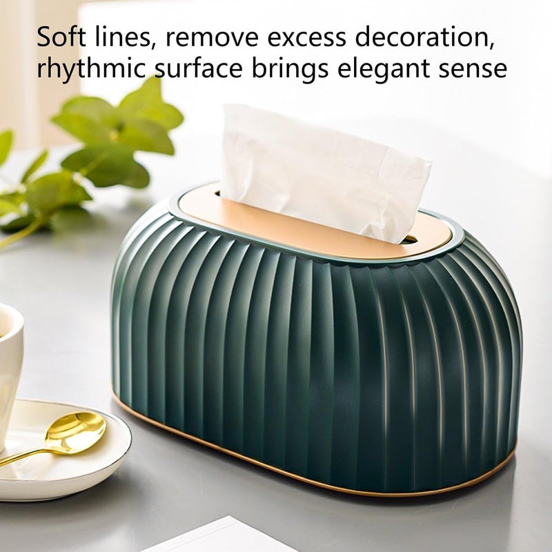 PROSFIA Tissue Box Wooden Cover Toilet Paper Box Solid Wood Napkin Holder Simple Stylish Home Car Kitchen Tissue Case Paper Dispenser Green - Image 5