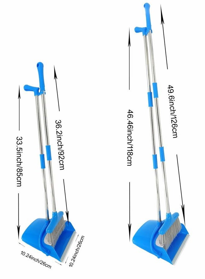 Xifando Extendable Long Handle Broom and Dustpan Set, Stainless Lightweight Upright Standing Broom and Dustpan Combo for Kitchen Lobby Office Living Room Household Indoor or Outside (Light Blue) - Image 4