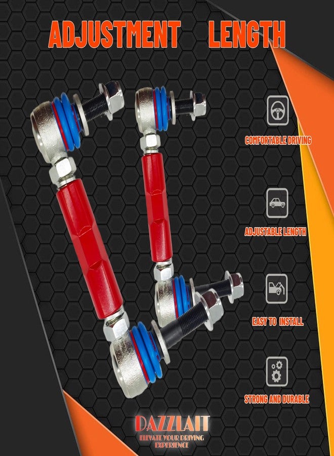 DAZZLAIT Front Adjustable Sway Bar End Links Kit Red, Fit for Toyota 2003-24 4Runner | 2007-14 FJ CRUISER | FORTUNER 2005-23 | HILUX 2005-23 | LAND CRUISER PRADO 2002-10 | Adjustable Sway Bar Links - Image 4