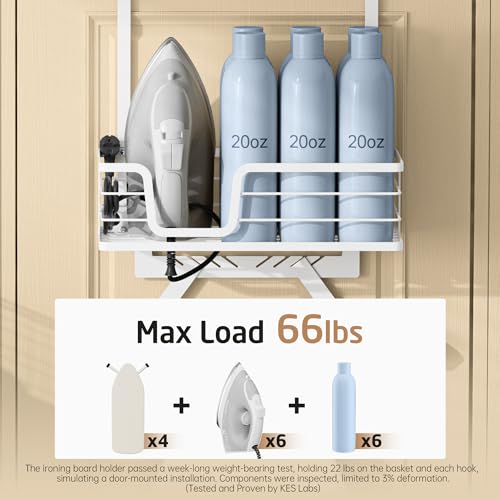 KES Ironing Board Hanger Over The Door Ironing Board Holder Door Mount with Storage Shelf Y and T Shaped Fits for 1 34 Doors White HIR501BWH - Image 3