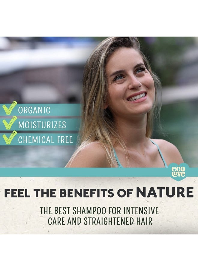 ecoLove - شامبو طبيعي خالٍ من كبريتات لوريل الصوديوم، شامبو نباتي وخالٍ من القسوة على الحيوانات للشعر المصبوغ كيميائيًا والشعر الجاف التالف، شامبو زيت مغربي وزبدة الشيا المرطب بدون كبريتات لوريل الصوديوم، 17.6 أونصة - Image 1