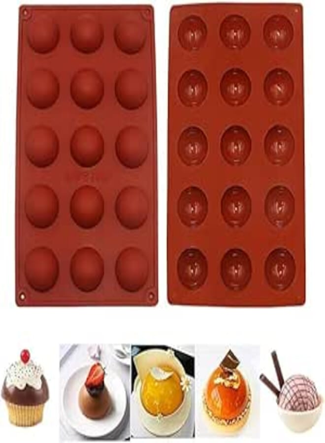 Spaceshoop Half Ball Baking Mold Silicone Mould Half Ball for Chocolate Cookies Jelly Dome Mousse, DIY (15-Cavity)