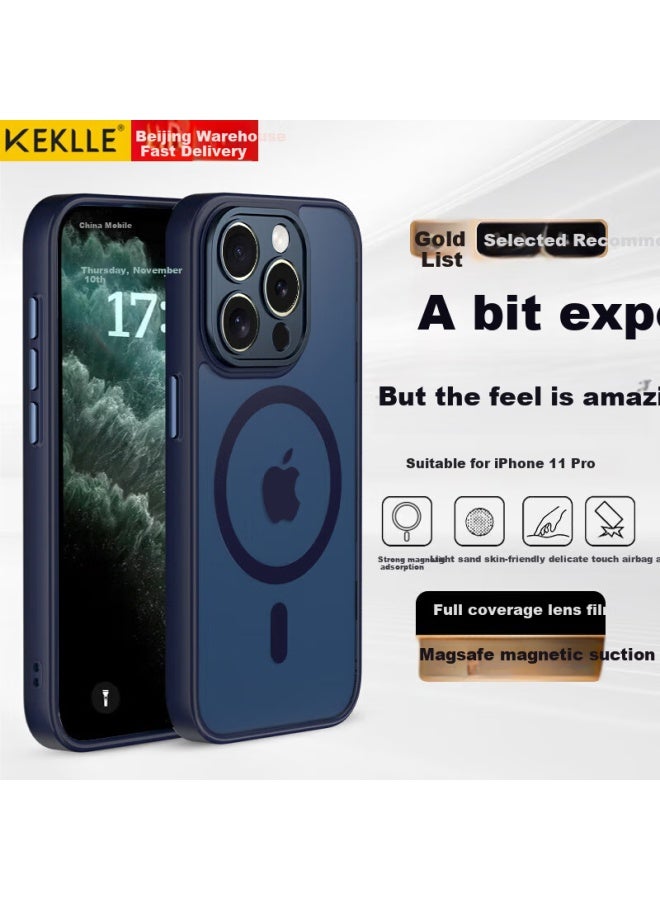 Keklle Magnetic Adsorption Iphone 11 Pro Case, Apple 11 Pro Protective Cover With Wireless Charging, Matte Anti-drop Lens Full Coverage Soft Edge Protection Case, Sapphire Blue - Image 1