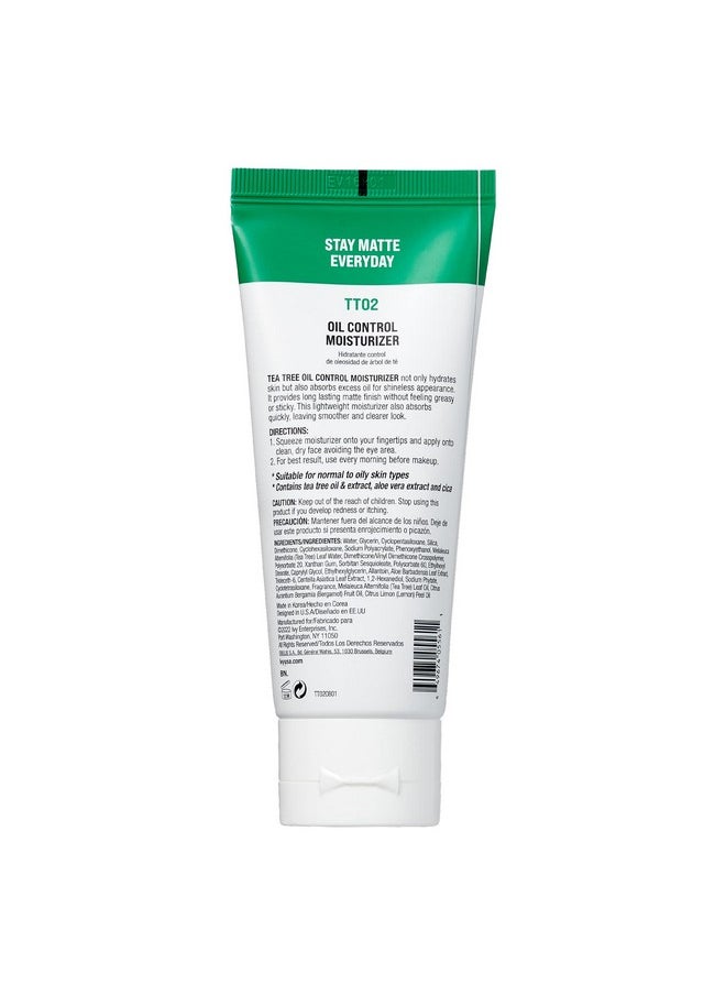 kiss new york - Kiss New York Face Moisturizer Tea Tree Oil Control Anti-Shine Facial Moisturizer, Korean Skin Care For Normal to Oily Skin, Lightweight Formula 3.38 Fl Oz - Image 1