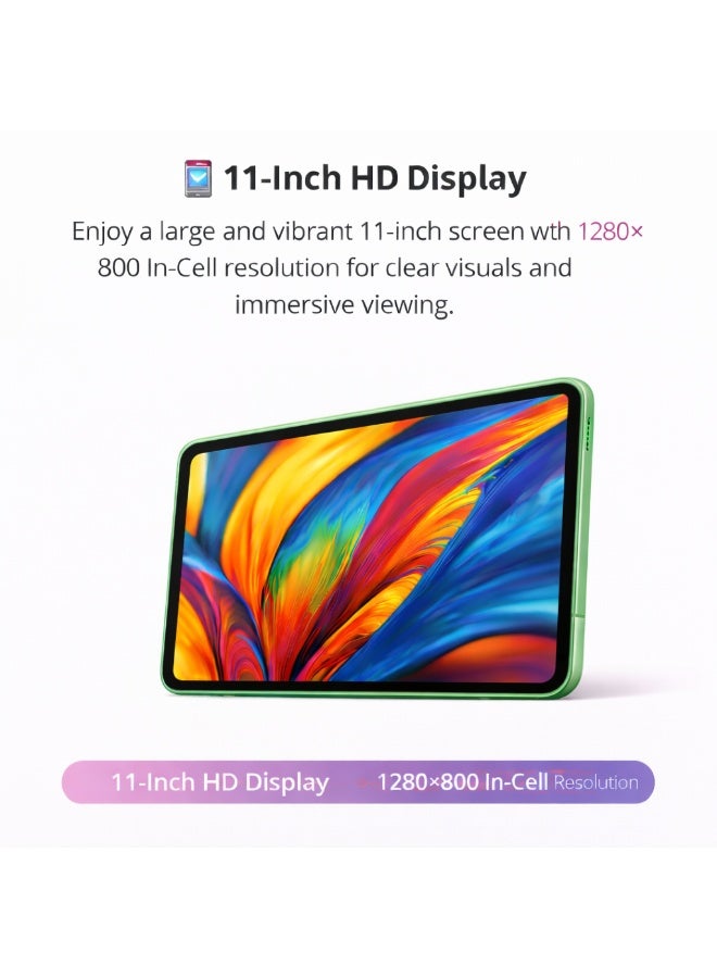 Telzeal P201 11-Inch Tablet (Green), 12GB RAM + 512GB ROM, 10000mAh Battery, Dual SIM, 8MP+13MP Camera, Android 13, with Keyboard, Mouse & Accessories - Image 2