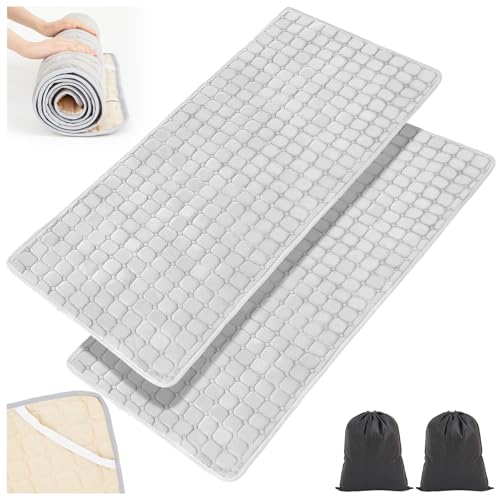 Threehoney 2 Pack Cot Mattress Topper Pad Quilted Foam Camping Single Soft Portable Sleeping Topper with Storage Bag Waterproof NonSlip Bottom for Camp Cot Rv Bunk Twin Beds 75 x 30 InchGrey - Image 1