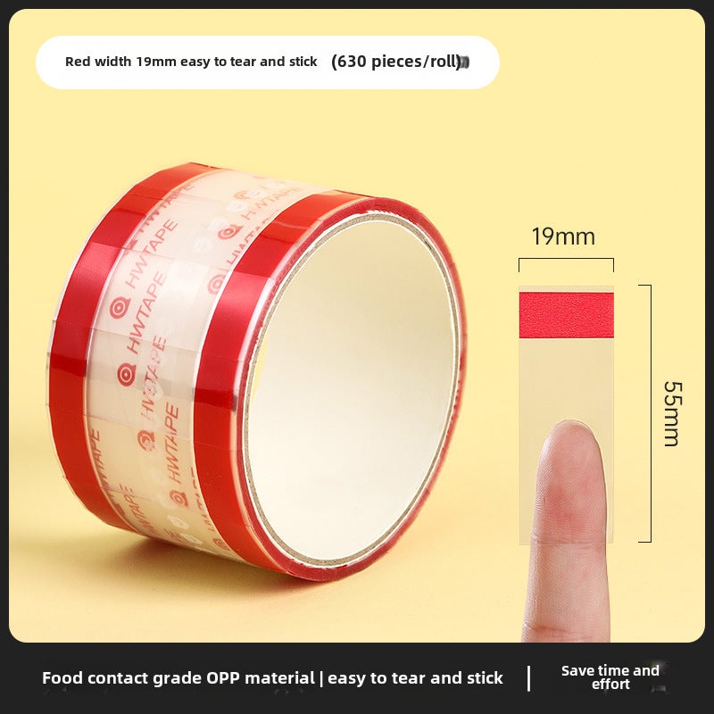 Generic Clear Easy-Tear Sealing Tape for Cup Lids Red 19mm wide easy to tear stickers (630 pieces/Roll) 